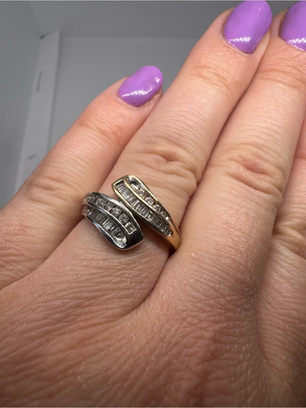 Vintage 14K 585 Two Tone Yellow & White Gold Natural Diamond Ring 4.3g Size 7 - Picture 12 of 16